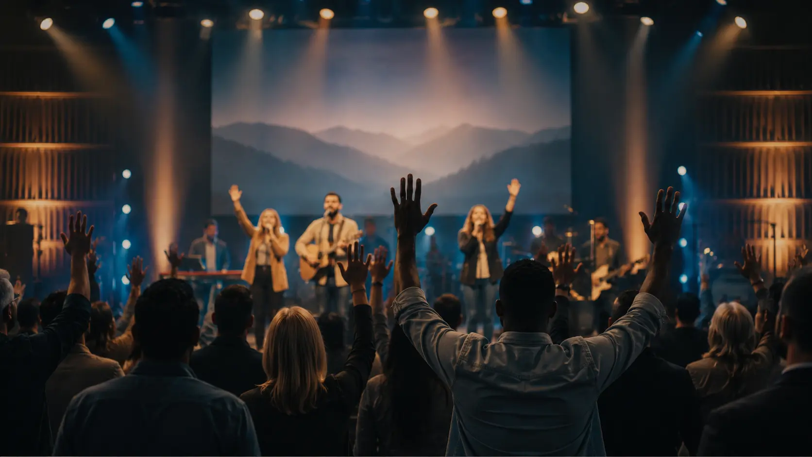 Banda adorando ao Senhor na igreja