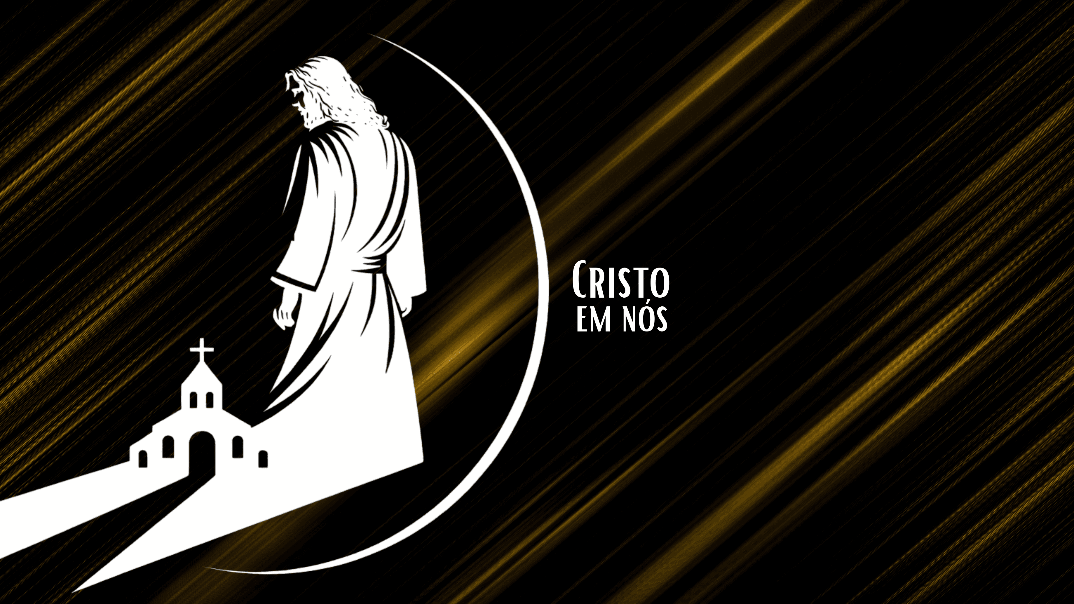 Imagem com texto Cristo em nós mais silhueta branca de Jesus