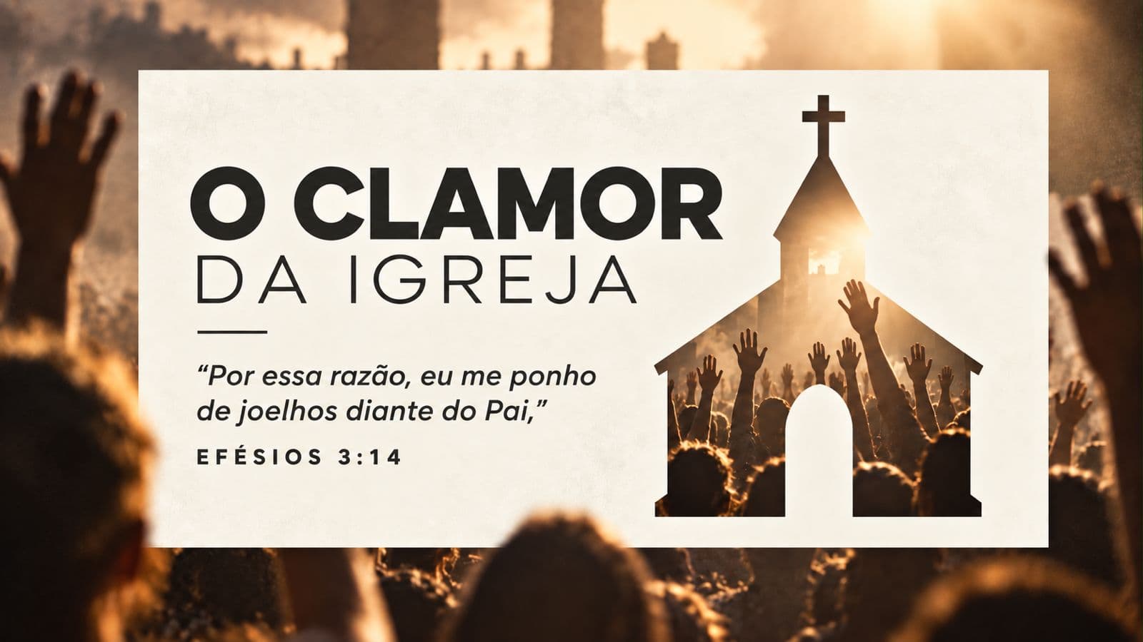 Banner com uma imagem de igreja e a palavra Clamor